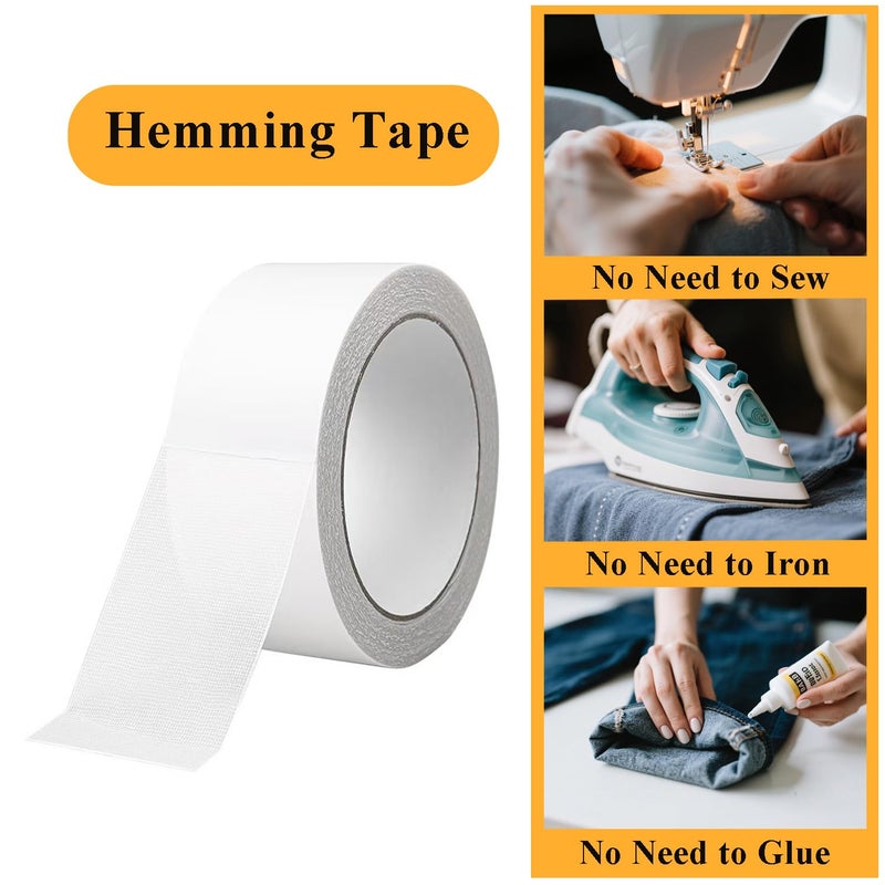 Hoacm Heavy Duty Double Sided Tape for Clothes, 2Inch X 40FT Stitch Witchery Hem Tape for Pants Curtains Clothes Fabric Sofa Covers, No Sewing Ironing, Strong Adhesive Tape for Rug, Carpet, Art - Image 4